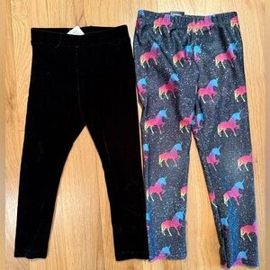 Kids Terez Unicorn Print and Black Leggings M Crew Cuts velour sz 3